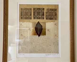 Item 223: Mixed Media Leaf Collage, Signed Richardson Baughman (brown leaf) - 24.5" x 29.5": $245