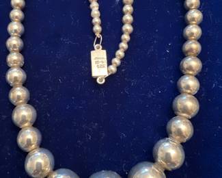 Sterling Silver Graduated Bead Necklace