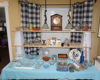 clock, serving pieces, decorative, flatware, bread box