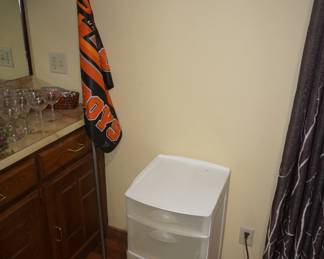 OSU flag, plastic storage