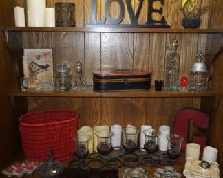 decor, candles, baskets