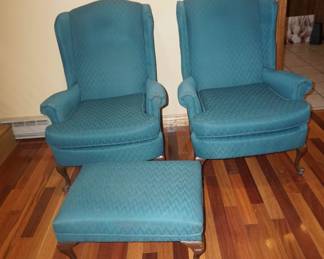 wing chairs and ottoman