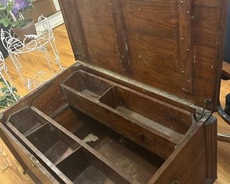 INSIDE ANTIQUE TRUNK