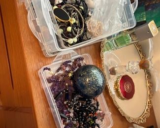 Lots of quality costume jewelry, Sterling and gold.