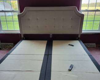 King size adjustable bed with lights and massage.  Only used 6 months.  No mattress available.