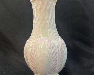 T012 Belleek Pink Tinted Shell Vase