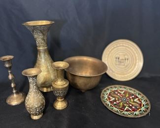 T026 Brass Enamel Decorative Wall Plate Other Brass