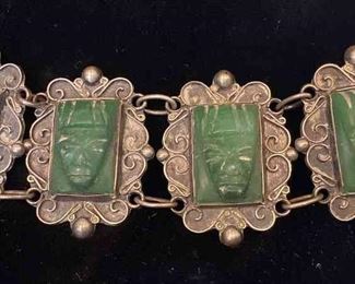 T030 980 Silver Carved Warrior Bracelet