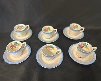 T056 Ridgeways Potters Art Deco Demitasse Teacups Saucerse