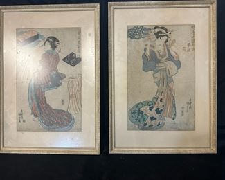 T060 Framed Asian Art Geishas
