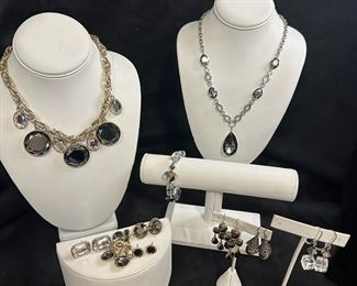 T094 Crystal Silver Tone Impact Necklaces