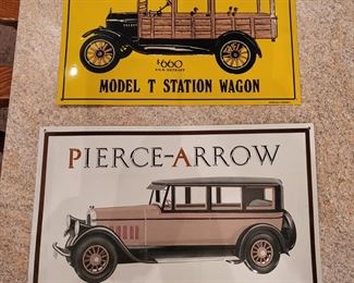 Tin and cardboard signs