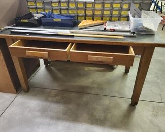 old work table w/drawers