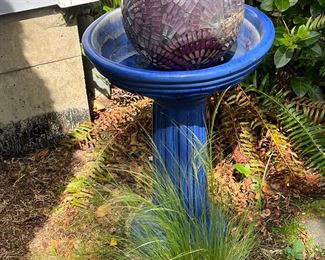 Birdbaths and gazing ball