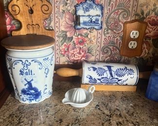 Blue & white kitchen items