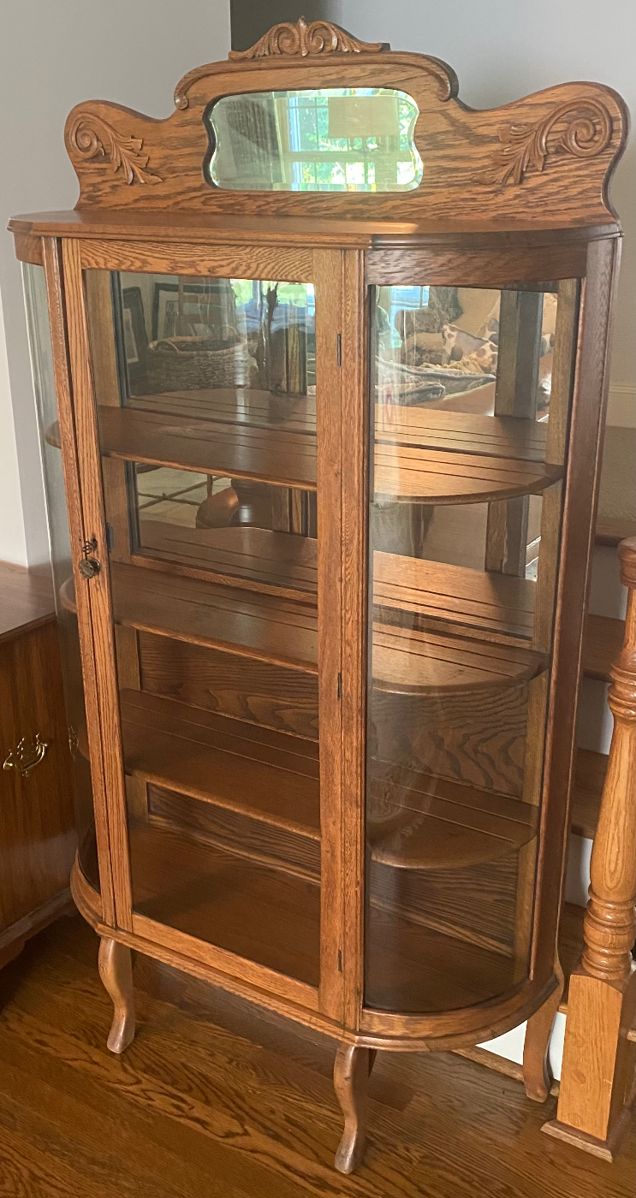 Oak Bow Front China Cabinet