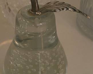 Mid-century Art Glass and Metal Pear