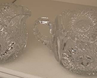 Cut Glass Creamer and Sugar Bowl