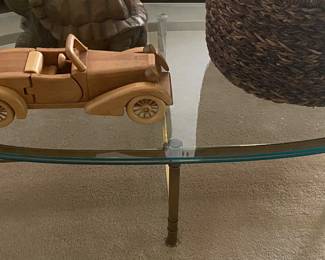 Mid-century Labarge Brass and Glass Oval Coffee Table