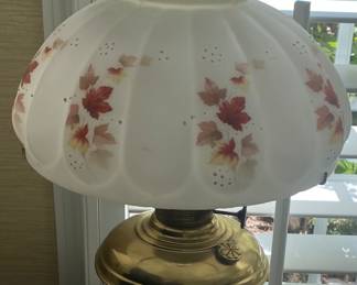 Electrified Oil Lamp with Glass Shade