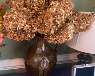 Large A.V. Smith Pottery Pitcher (Sanford, N.C.) with Floral Arrangement