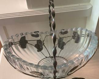 Glass Bowl with Metal Stand