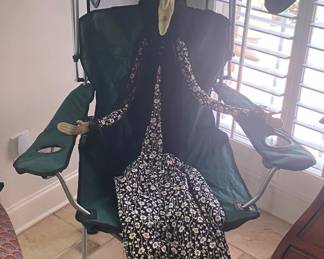 Large Old Lady Figure in Folding Chair