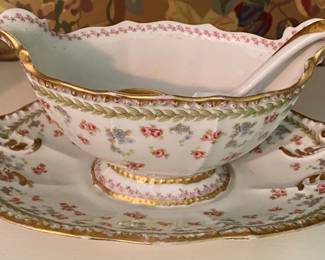 French Limoges Gravy/Serving Boat with Underplate