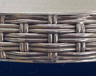Heavy Sterling Basketweave Cuff Bracelet