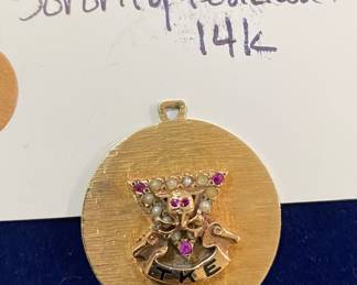 14 K Gold Tau Kappa Epsilon Fraternal Charm