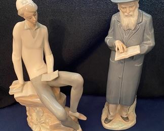 Lladro Rabbi & Jewish Young Man Hebrew Student Bar-Mitzvah Boy 