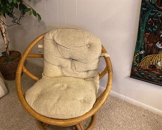 Vintage Bamboo Cane Basket Chair 