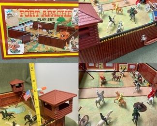 Vintage 1960s Marx CarryAll Fort Apache Play Set