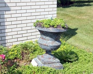 Antique Cast Iron Garden Urn Manufactured in Dayton, Ohio