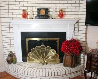 Ebony Mantle Clock, Fireplace Screen