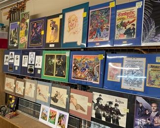 WW2 era prints from Alberto Varga. 2 Marilyn Monroe artworks, Comic Related Artworks, many signed by Stan Lee, Bob Kane, Jack Kirby, Neal Adams.