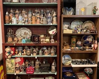 Misc Smalls, German Beer Steins, Salesman's sample Cook Stove, Marbles, Furby x2