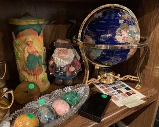 Gemstone Globe, rock eggs, Candle
