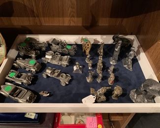 Pewter Automobiles and animals