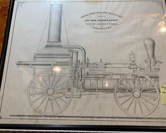 Vintage Steam Engine Drawing print