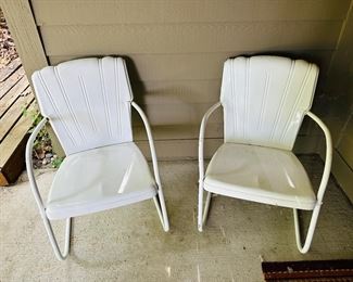 Vintage white metal outdoor chairs