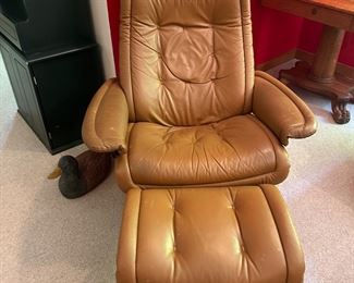Ekornes Stressless leather chair and ottoman