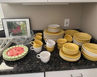 Yellow and white Fiestaware