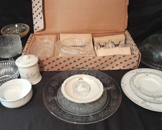 Assorted Mix Match Cut Glass And China Pieces