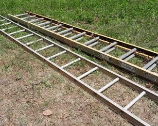 Set Of Ladders Fiberglass Werner Extension Ladder