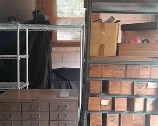 Set Of Three Shelving Units One With Contents