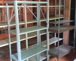 Set Of Shelving Storage Units Glass Shelves, Metal
