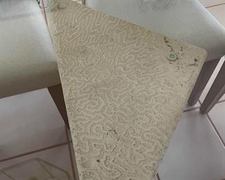 dining table base : real coral pedestals in triangular shape  