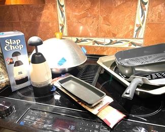 kitchenware: pots, pans, small appliances