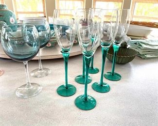 stemware: wine, margarita, martini, champagne plus low-ball cocktail glasses